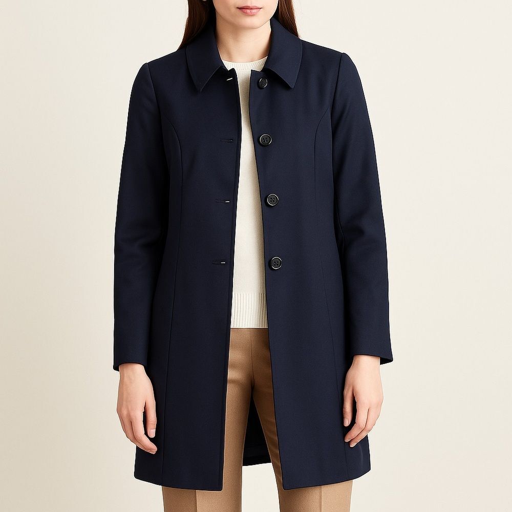 Classiques Entier 100% Wool Navy Dress Coat Size 10 Lined Button Front Jacket